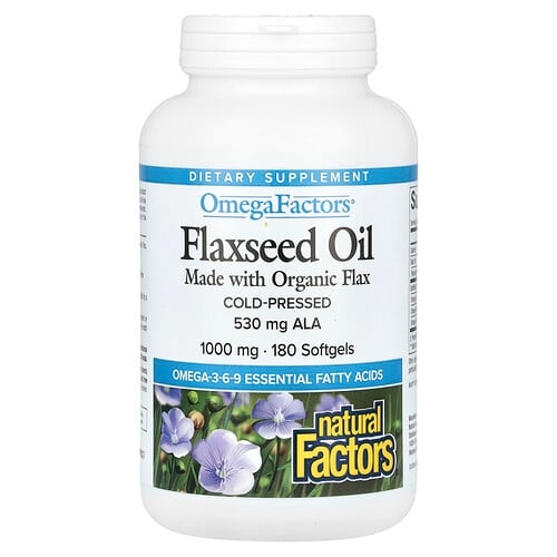 Natural Factors Omegafactors Flaxseed Oil 1 000 Mg 180 Softgels product image