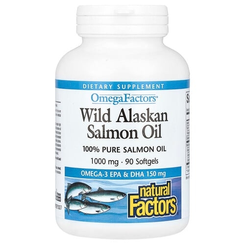 Natural Factors Omegafactors Wild Alaskan Salmon Oil 1 000 Mg 90 Softgels product image