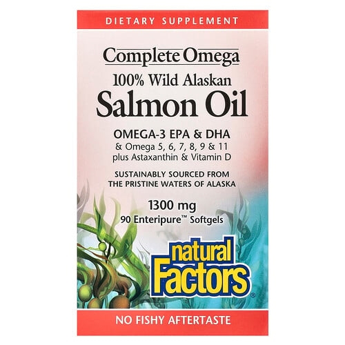 Natural Factors Complete Omega 100 Wild Alaskan Salmon Oil 1 300 Mg 90 Enteripure Softgels product image