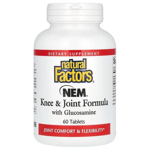 네츄럴 펙터스 Natural Factors, NEM, 무릎 및 관절 포뮬라, 글루코사민 함유, 60정 product image