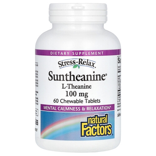 Natural Factors Stress Relax Suntheanine L Theanine 100 Mg 60 Chewable Tablets product image