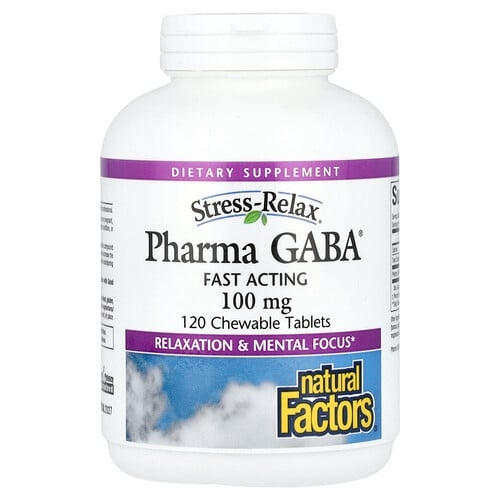 Natural Factors Stress Relax Pharma Gaba 100 Mg 120 Chewable Tablets product image