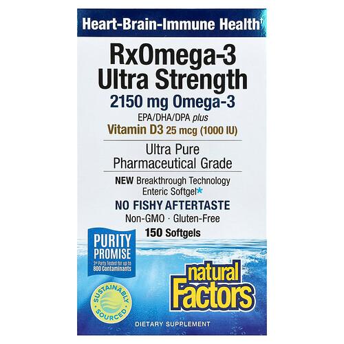 Natural Factors Rxomega 3 Ultra Strength With Vitamin D3 150 Softgels product image