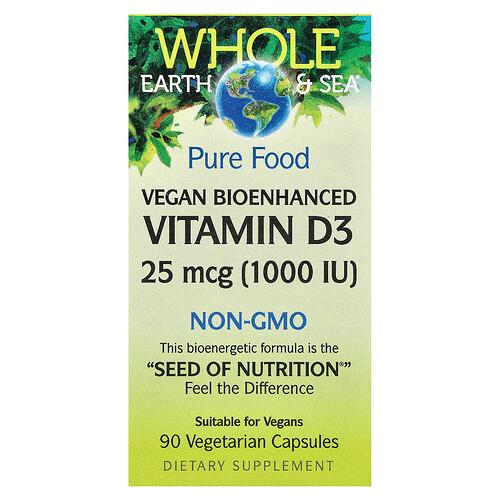 Natural Factors Whole Earth Sea Vegan Bioenhanced Vitamin D3 25 Mcg 1 000 Iu 90 Vegetarian Capsules product image