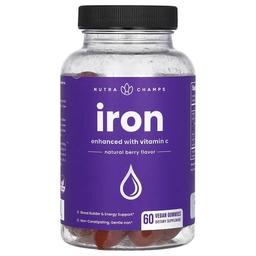 Nutrachamps Iron Gummies Enhanced With Vitamin C Natural Berry 60 Vegan Gummies
