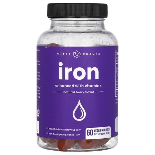 Nutrachamps Iron Gummies Enhanced With Vitamin C Natural Berry 60 Vegan Gummies product image