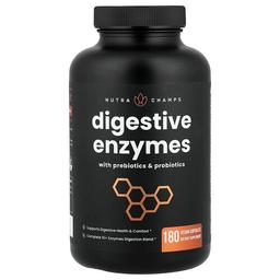 Nutrachamps Digestive Enzymes With Prebiotics Probiotics 180 Vegan Capsules