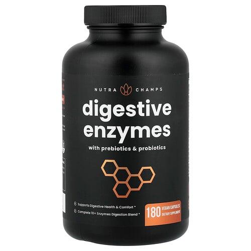 뉴트라챔스 NutraChamps, 프리바이오틱 및 프로바이오틱 함유 소화 효소, 베지 캡슐 180정 product image