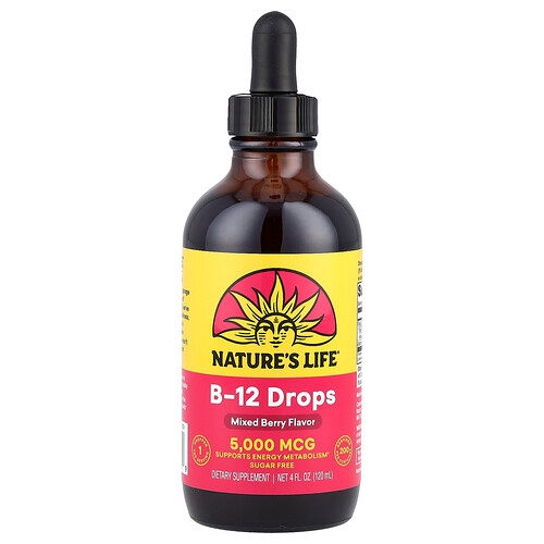 Nature S Life B 12 Drops Mixed Berry 5 000 Mcg 4 Fl Oz 120 Ml product image