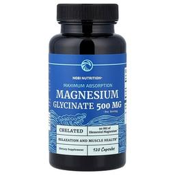 Nobi Nutrition Magnesium Glycinate Maximum Absorption 120 Capsules 250 Mg Per Capsule