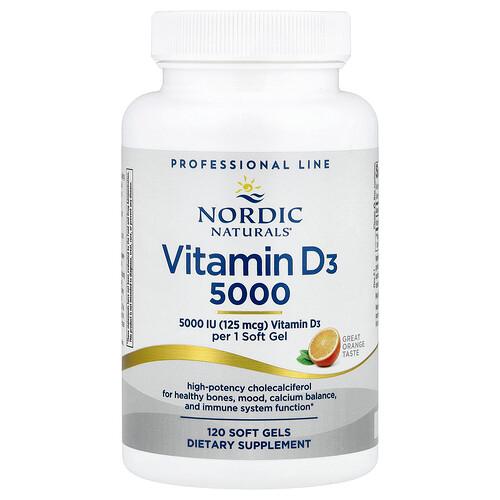 Nordic Naturals Vitamin D3 5000 Orange 125 Mcg 5 000 Iu 120 Soft Gels product image