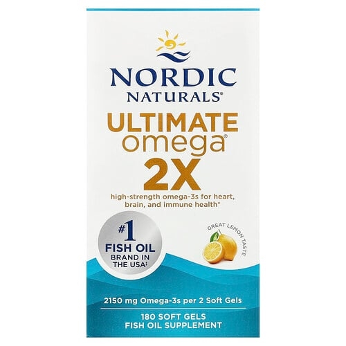 Nordic Naturals Ultimate Omega 2x Great Lemon 180 Softgels 1 075 Mg Per Softgel product image