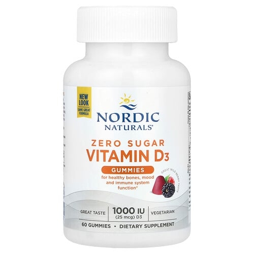 Nordic Naturals Zero Sugar Vitamin D3 Gummies Great Wild Berry 25 Mcg 1 000 Iu 60 Gummies product image