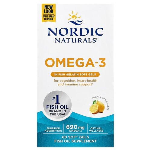 Nordic Naturals Omega 3 Lemon 60 Soft Gels 345 Mg Per Soft Gel product image
