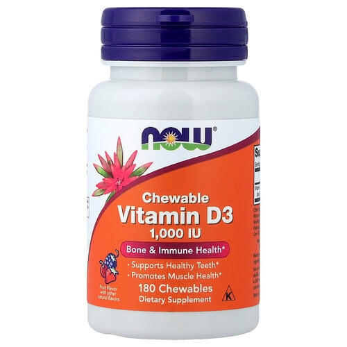 Now Foods Chewable Vitamin D 3 Fruit 25 Mcg 1 000 Iu 180 Chewables product image