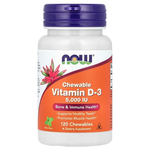 Now Foods Chewable Vitamin D 3 Mint 5 000 Iu 120 Chewables product image