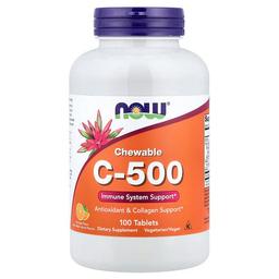 Now Foods Vitamin C 500 Chewable Orange 500 Mg 100 Tablets