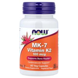 Now Foods Mk 7 Vitamin K 2 100 Mcg 60 Veg Capsules