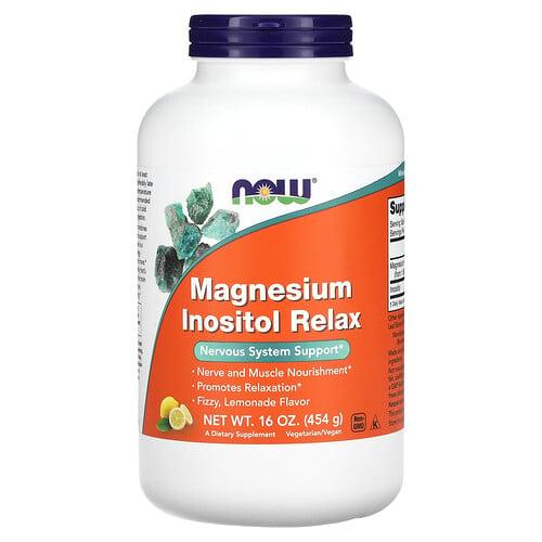 Now Foods Magnesium Inositol Relax Lemonade 16 Oz 454 G product image