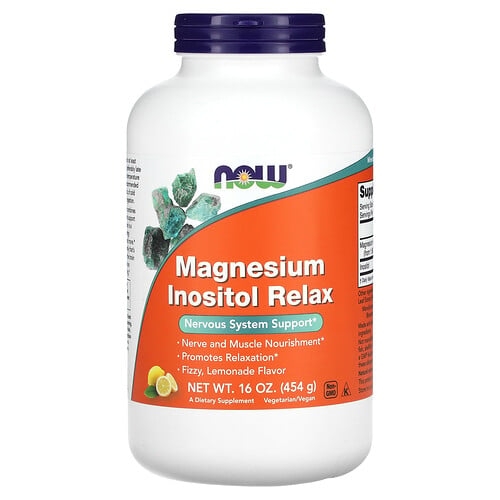 Now Foods Magnesium Inositol Relax Lemonade 16 Oz 454 G product image