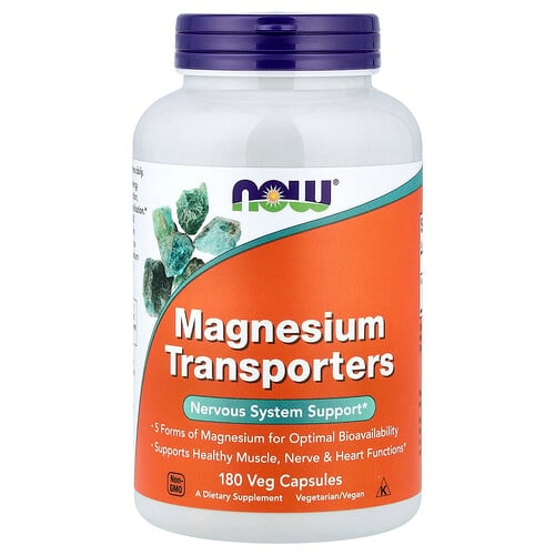 Now Foods Magnesium Transporters 180 Veg Capsules 120 Mg Per Capsule product image