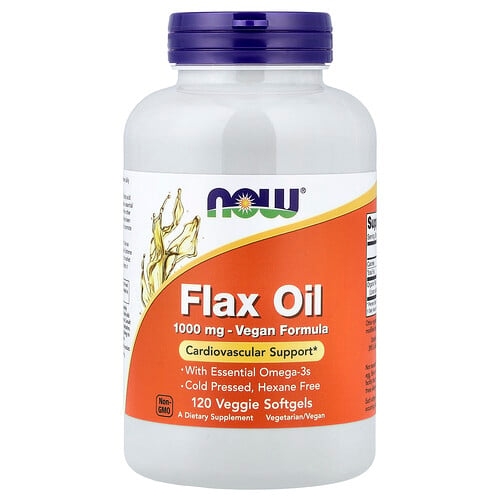 Now Foods Flax Oil 1 000 Mg 120 Veggie Softgels product image