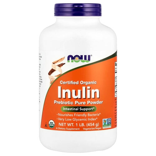 Now Foods Certified Organic Inulin Prebiotic Pure Powder 1 Lb 454 G product image
