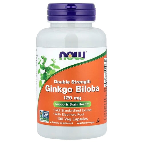 Now Foods Ginkgo Biloba With Eleuthero Root 100 Veg Capsules product image