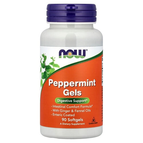 Now Foods Peppermint Gels With Ginger Fennel Oils 90 Softgels product image