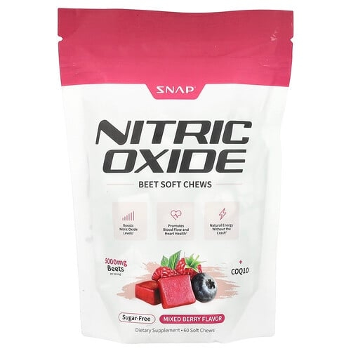 Snap Supplements Nitric Oxide Beet Soft Chews Sugar Free Mixed Berry 60 Soft Chews product image