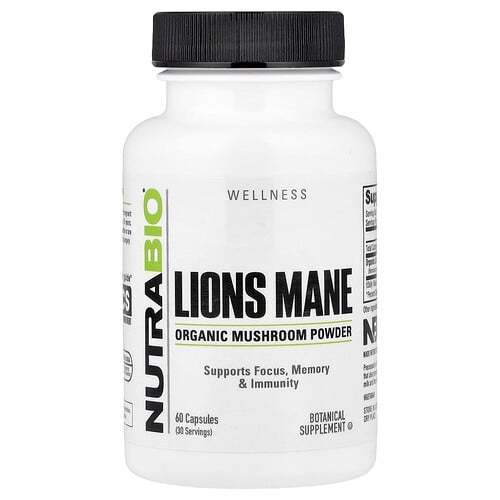 Nutrabio Wellness Organic Lions Mane 60 Capsules 0 5 G Per Capsule product image