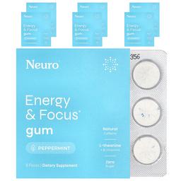 Neurogum Energy Focus Gum Peppermint 6 Packs 9 Pieces Each