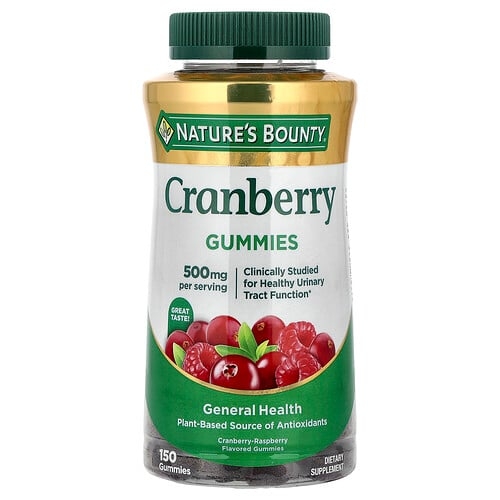 Nature S Bounty Cranberry Gummies Cranberry Raspberry 150 Gummies 100 Mg Per Gummy product image