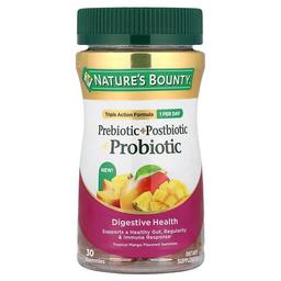 Nature S Bounty Prebiotic Postbiotic Probiotic Gummies Tropical Mango 30 Gummies