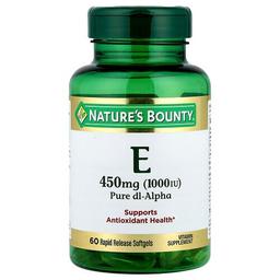 Nature S Bounty Vitamin E Pure Dl Alpha 450 Mg 1 000 Iu 60 Rapid Release Softgels