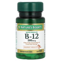 Nature S Bounty Vitamin B 12 Natural Cherry 500 Mcg 100 Quick Dissolve Tablets