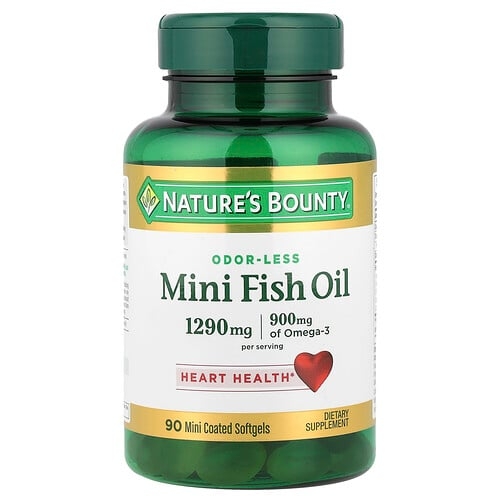 Nature S Bounty Mini Fish Oil Odor Less 90 Mini Coated Softgels 645 Mg Per Softgel product image