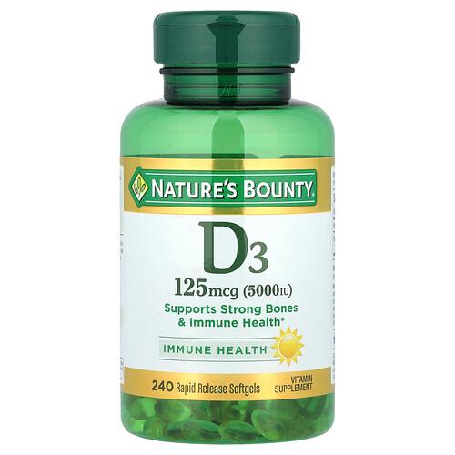 Nature S Bounty Vitamin D3 125 Mcg 5 000 Iu 240 Rapid Release Softgels product image