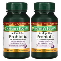 Nature S Bounty Acidophilus Probiotic Twin Pack 100 Tablets Each 0 5 Mg Per Tablet