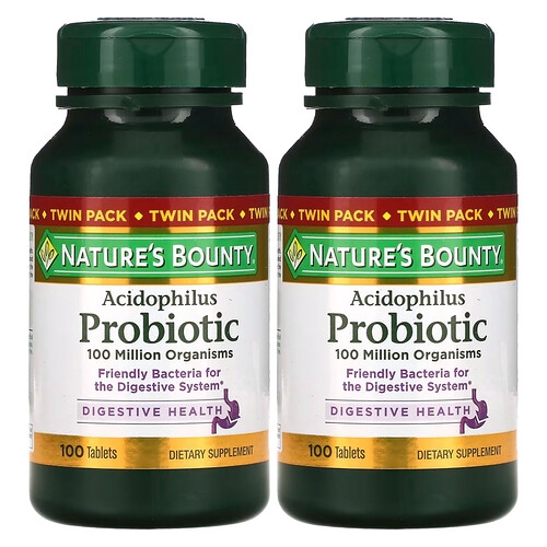 Nature S Bounty Acidophilus Probiotic Twin Pack 100 Tablets Each 0 5 Mg Per Tablet product image