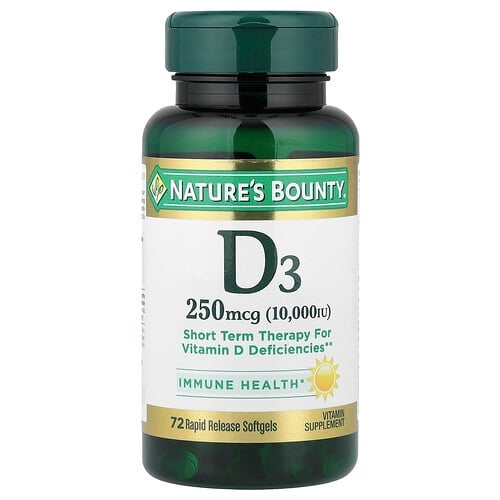 Nature S Bounty Vitamin D3 250 Mcg 10 000 Iu 72 Rapid Release Softgels product image
