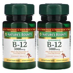 Nature S Bounty B 12 Naturally Cherry 5 000 Mcg Twin Pack 40 Quick Dissolve Tablets Each
