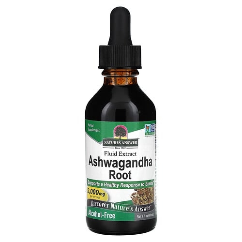 Nature S Answer Ashwagandha Root Fluid Extract Alcohol Free 2 000 Mg 2 Fl Oz 60 Ml product image