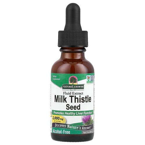 Nature S Answer Milk Thistle Seed Fluid Extract Alcohol Free 2 000 Mg 1 Fl Oz 30 Ml product image