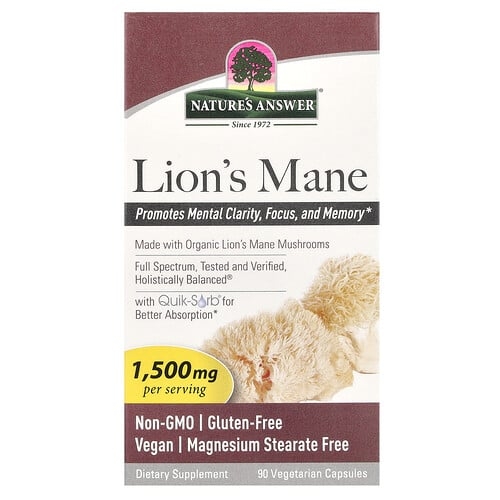 Nature S Answer Lion S Mane 90 Vegetarian Capsules 500 Mg Per Capsule product image