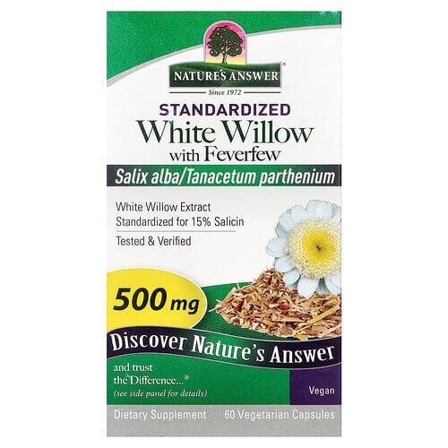 Nature S Answer White Willow With Feverfew 500 Mg 60 Vegetarian Capsules product image