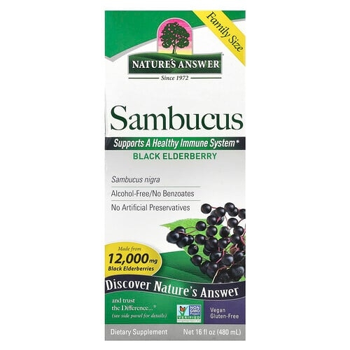 Nature S Answer Sambucus Black Elderberry Alcohol Free 2 500 Mg 16 Fl Oz 480 Ml product image