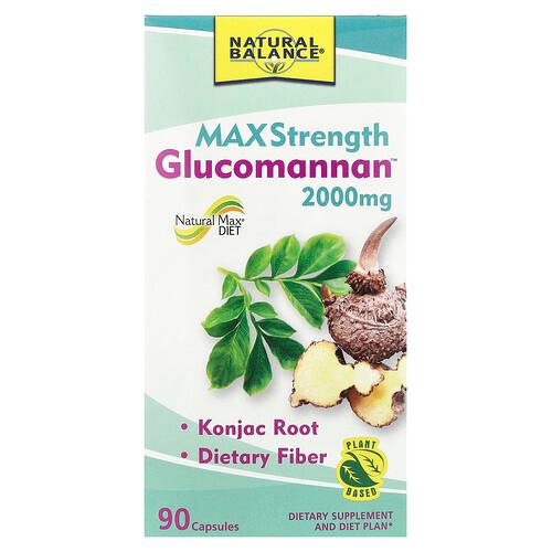 네츄럴 발란스 Natural Balance, Glucomannan™, 맥시멈 스트렝스, 캡슐 90정(캡슐 1정당 666mg) product image
