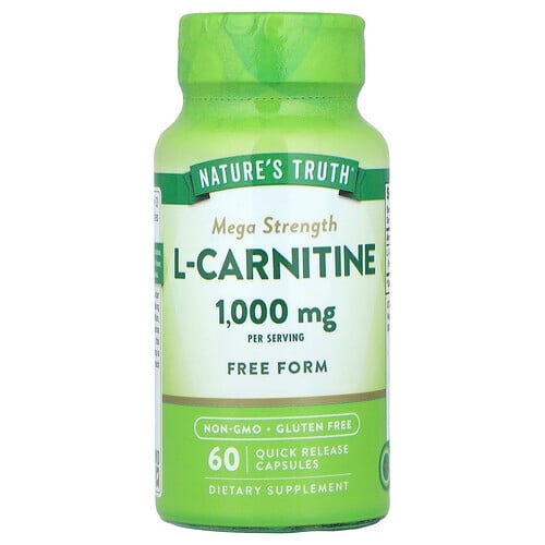 Nature S Truth L Carnitine Mega Strength 60 Quick Release Capsules 500 Mg Per Capsule product image
