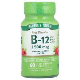 Nature S Truth Vitamin B 12 Plus Folic Acid Natural Berry 2 500 Mcg 60 Fast Dissolve Tablets
